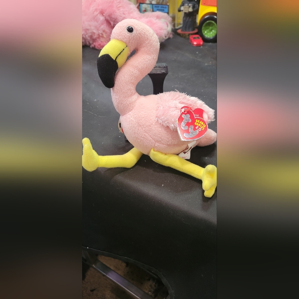 TY Beanie Baby 2.0 - SPLITS the Flamingo (9 inch) Sealed Play Online Tag